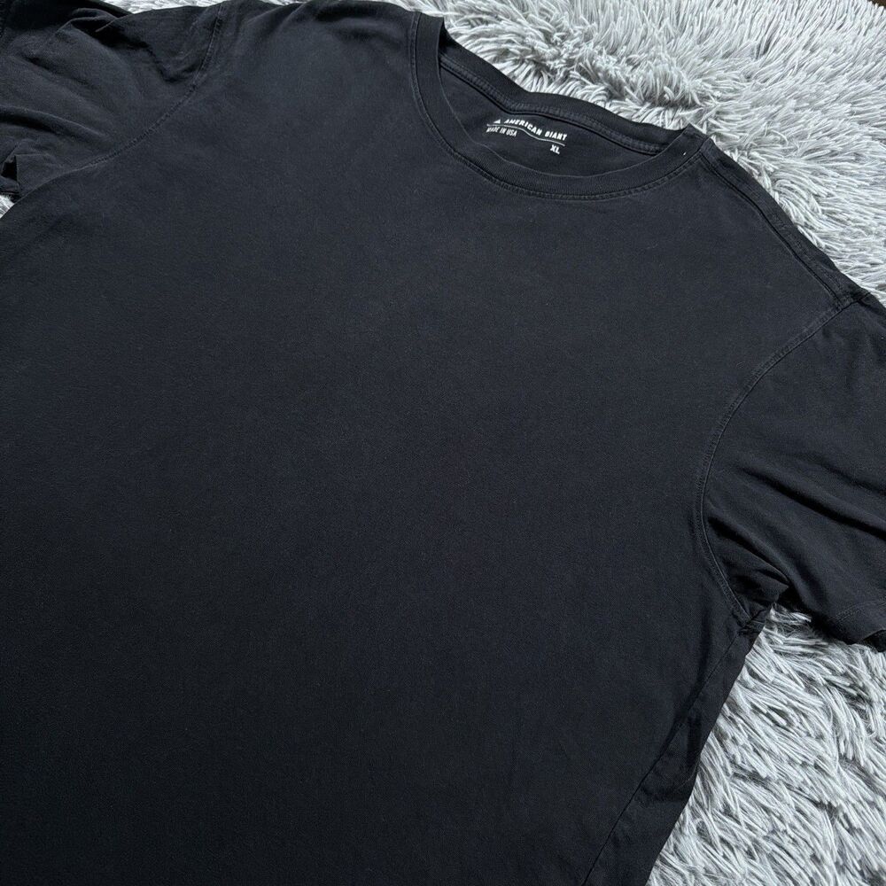 American Giant Extra Large Black Jersey Solid Casual Pullover Tee Mens